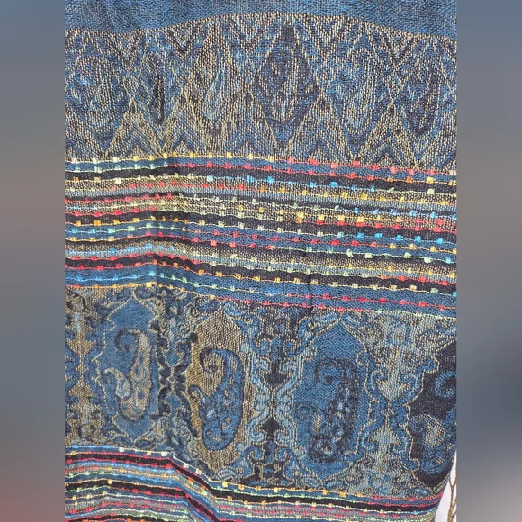 Pashmina Luxury Greenand Multicolor Patterned Scarf
